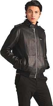Members Only Men's Lambskin Iconic, Slim Fit Jacket (Black, Large